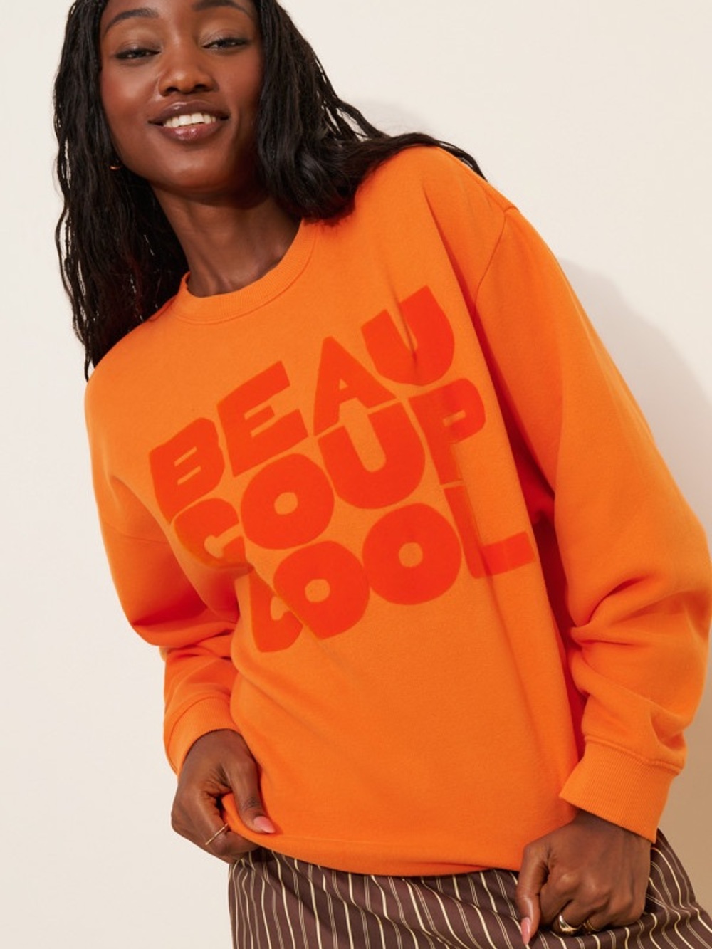 Clare V. Beaucoup Cool Oversized Sweatshirt Orange Size S